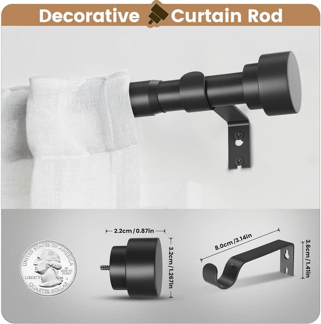 Thumbnail 2 de WIN4ALL Black Curtain Rods 30"-60" 📐