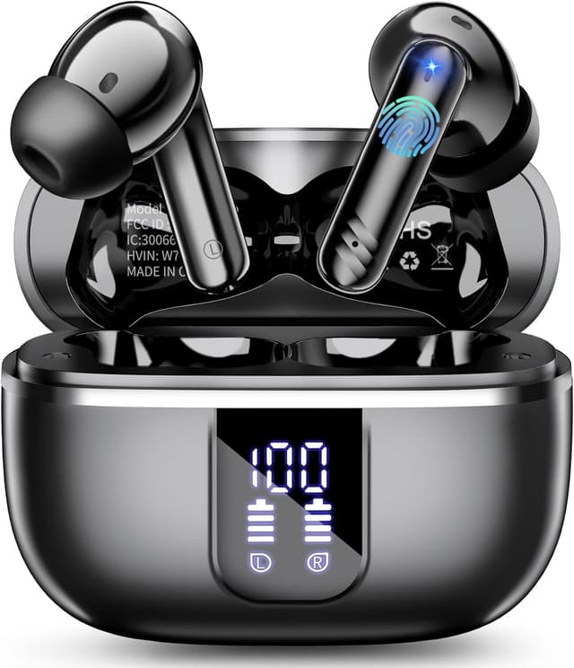 Detalle de OWMSIC Bluetooth In-Ear Kopfhörer W70 Pro (Bluetooth 5.4) mit 4× ENC-Mikrofonen, 46 Std. Spielzeit und LED-Display