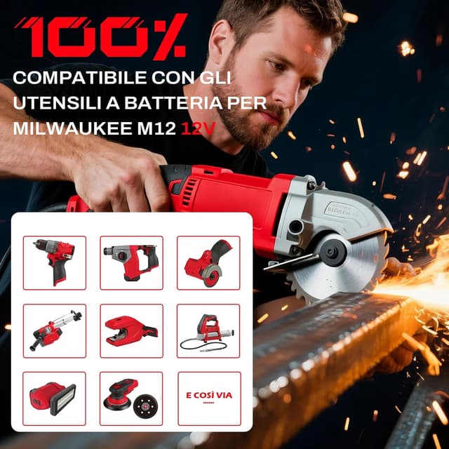Detalle de HTongD Batteria di ricambio 12V 3Ah agli ioni di litio per Milwaukee M12 (compatibile con M12B 48-11-2411 e altri)