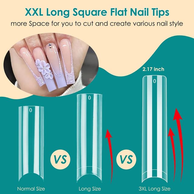 Detalle 1 de Adonafy Nail Tips 504 Stück XXL