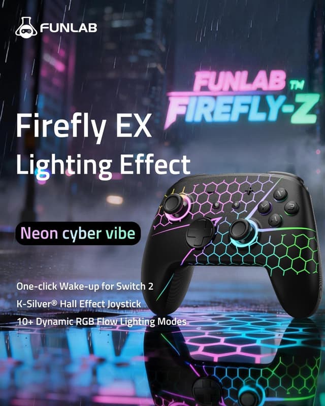 Detalle 2 de Funlab Switch 2 Pro Controller (Switch2/OLED) with Hall Effect, Back Buttons, Turbo, Motion & One‑Click Wake Up
