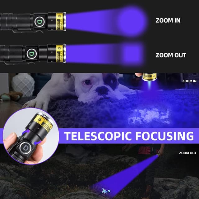 Detalle de DARKDAWN Torcia UV 365nm LED ricaricabile