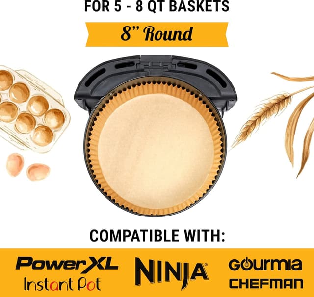 Detalle 2 de Baker's Signature Round Air Fryer Liners Disposable (125 pcs, 8 inch / 20 cm)