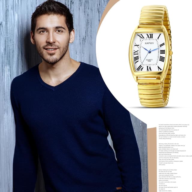 Detalle 2 de Avaner Uhren Damen Rechteckig Stretchband – elastische Armbanduhr mit großen Ziffern