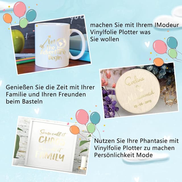 Detalle de IModeur galvanisierte Plotterfolie Vinyl Champagner (30,5 x 214 cm) – selbstklebend für Silhouette Cameo, Schilder & Deko