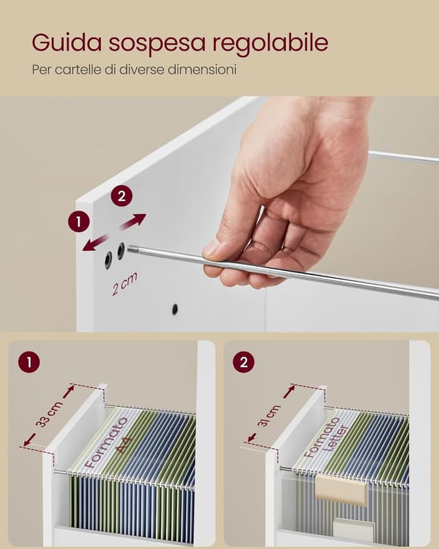 Thumbnail 4 de VASAGLE Cassettiera da Ufficio con Ruote OFC065WB01, 3 cassetti per documenti A4/Letter