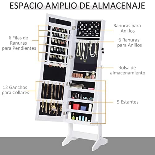 Detalle de HOMCOM espejo joyero LED 20 luces