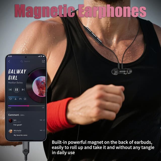 Detalle de ACOCBUY USB-C Headphones with Mic for Samsung, iPhone & Pixel (Wired In-Ear) – Black