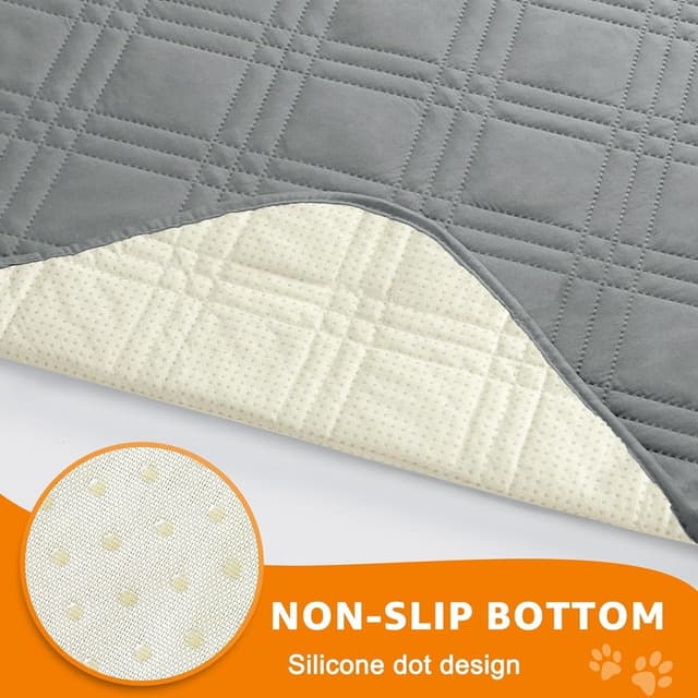 Detalle de Waterproof Dog Blanket (2 Pack) with Anti-Slip Backing – Grey, 97×190cm