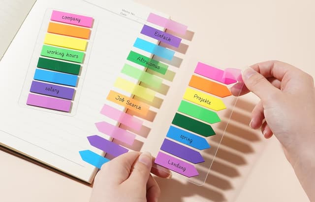 Detalle de Seitenmarker mit Klebestreifen – 2.000 Stück, 8 Farben, beschriftbar & repositionierbar