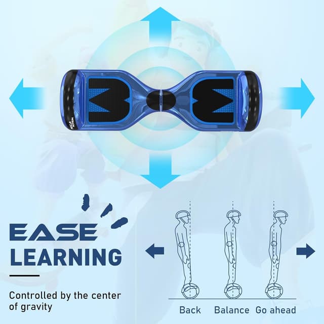 Detalle de MEGA MOTION Hoverboard 6,5 Zoll mit Sitz für Kinder (Bluetooth-Lautsprecher, LED-Radlicht)