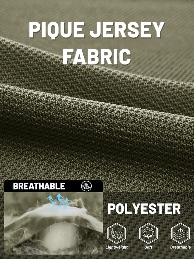 Detalle 2 de TACVASEN Men’s Breathable Golf Polo Shirt (Quick-Dry, Short Sleeve) for Casual Work & Outdoor Days