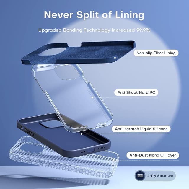 Detalle 2 de TOCOL Silicone for iPhone 12 Case (6.1-inch) – Liquid Silicone Slim, Blue