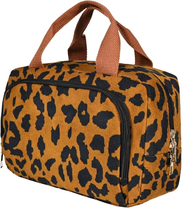 Detalle de Funtlend Kulturtasche für Damen aus Cord – Kulturbeutel/Kosmetiktasche zum Aufhängen (25 x 9 x 16 cm)