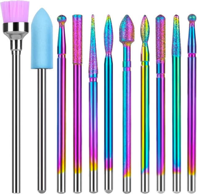 Detalle de URAQT set di punte per trapano elettrico per unghie da 11 pezzi (carburo di tungsteno)