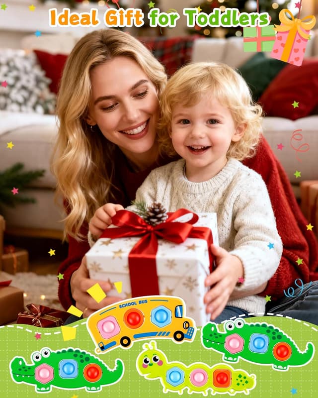 Thumbnail 6 de 4-teiliges Fidget Toys Set mit Bubble Popper: Raupe, Krokodil & Schulbus (ab 12 Monate)