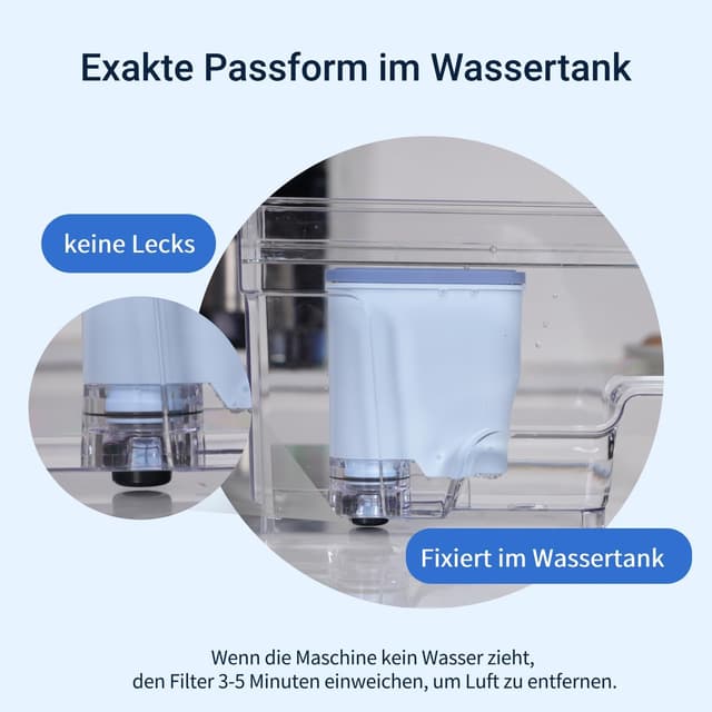 Detalle de GLACIER FRESH (4 Stück) Wasserfilter für Philips AquaClean CA6903/10, CA6903/22 – TÜV SÜD & Kalkfilter