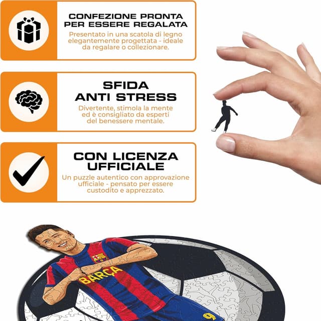 Detalle de Puzzle di legno 100% sostenibile Iconic Puzzles Barcellona con Lewandowski, taglia M, 270 pezzi