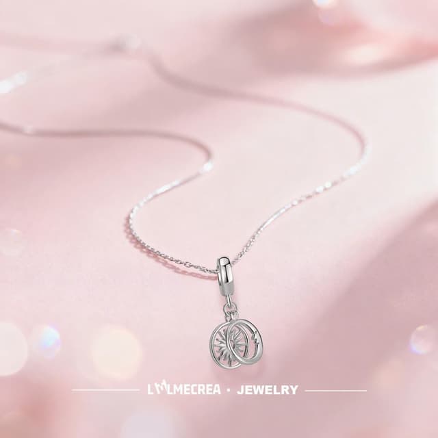 Detalle de LMLMECREA Sonnen- & Mond-Charms Anhänger aus 925 Sterling Silber für europäische Armbänder