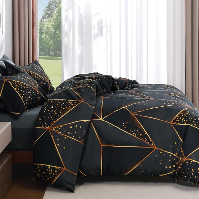 Detalle de DJY Double Geometric Double Duvet Cover Set (200x200cm) – 3-Piece with Hidden Zipper