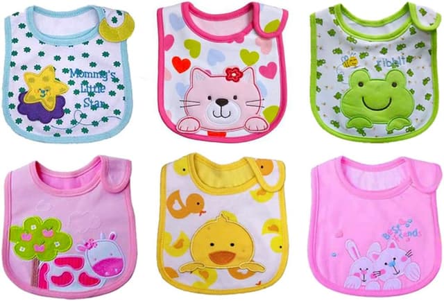 Detalle de SLOSH Bavaglini impermeabili per neonato (6 pezzi) con chiusura laterale