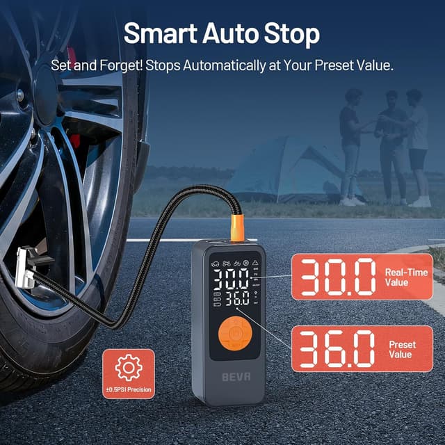 Detalle de BEVA Tire Inflator 150 PSI cordless pump