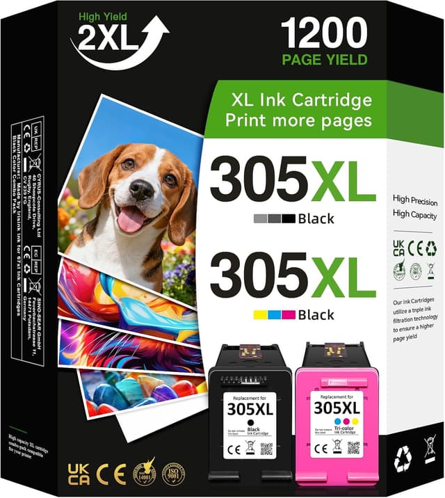 Detalle de 305XL High Yield Ink Cartridges (Black & Colour) – 2-Pack Replacement for HP 305