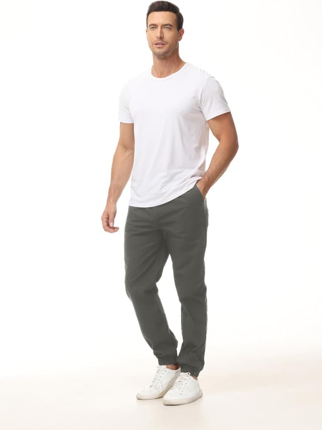 Detalle de LIUPMWE Herren Chino-Cargo Jogginghose aus Baumwolle mit Kordelzug und Taschen