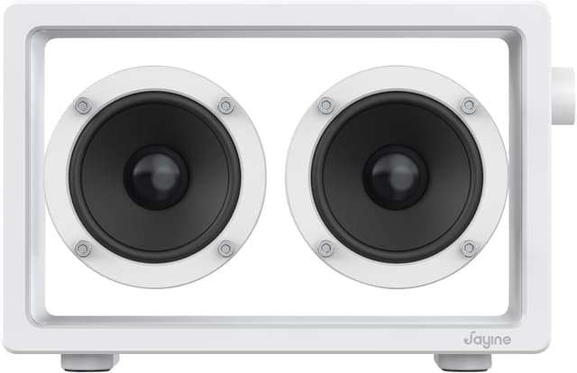 Detalle de JAYINE Tragbarer Bluetooth-Lautsprecher 16 W (Bluetooth 5.3, AUX 3,5 mm) – minimalistisch in Weiß