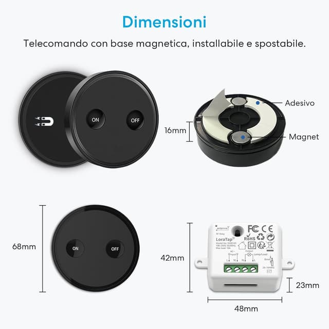 Thumbnail 5 de LoraTap Interruttore Luce Senza Fili 30 m