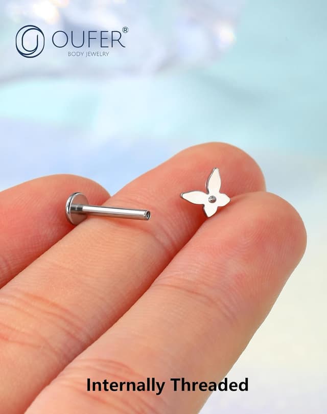 Thumbnail 3 de OUFER Labret 16G Acier 316L 6–12 mm Papillon CZ
