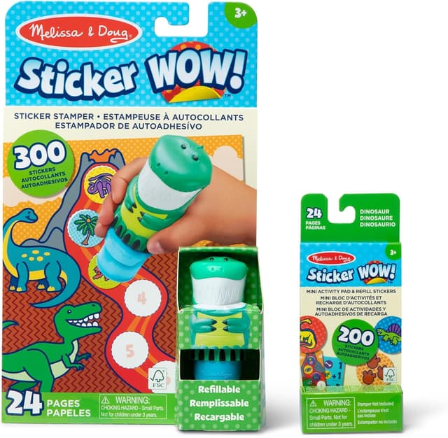 Detalle de Melissa & Doug Sticker Wow Stempel-Set Dinosaurier mit Nachfüllset (500 Sticker) – ab 3 Jahren