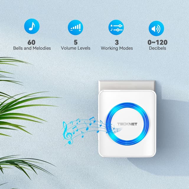 Detalle de TECKNET Wireless Doorbell Kit 4 Receivers