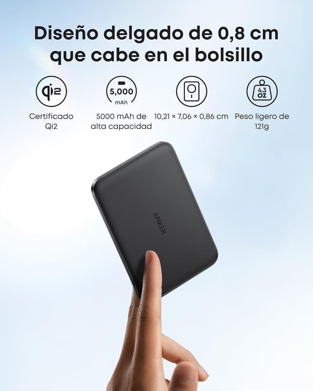 Detalle de Anker Nano Qi2 15W Power Bank MagSafe 5000 mAh