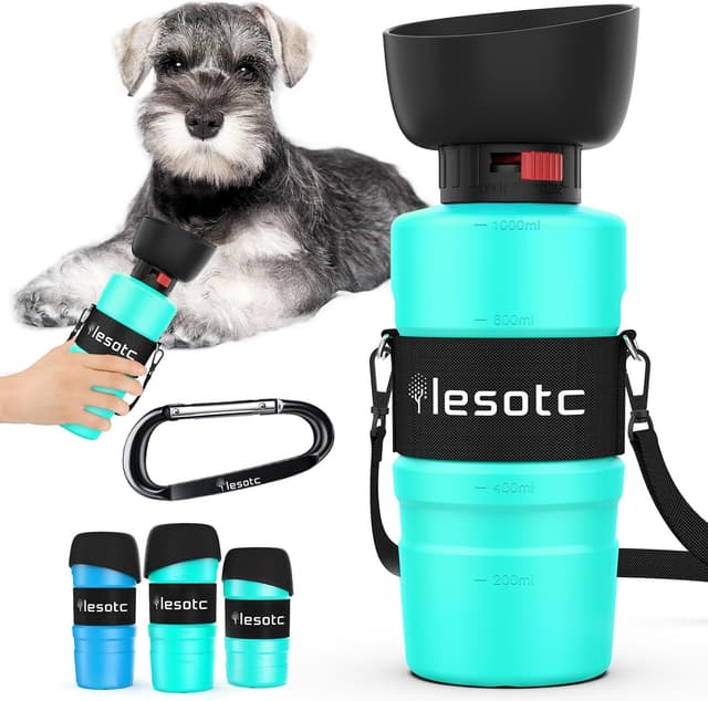 Detalle de Lesotc 1000 ml botella agua perros plegable