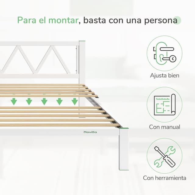 Detalle 2 de Novilla Somier 135x190 cm con Patas Altas y Cabecero