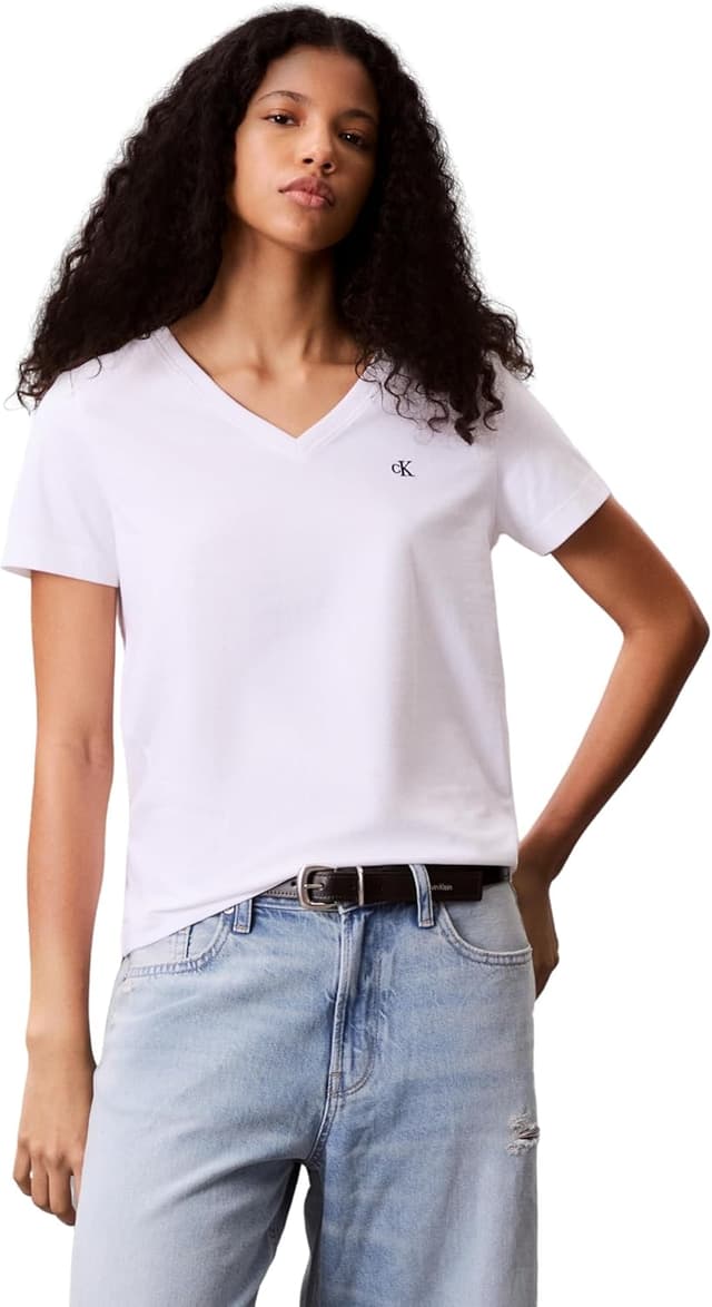 Detalle 2 de Calvin Klein Donna T-Shirt Maniche Corte Archive con scollo a V