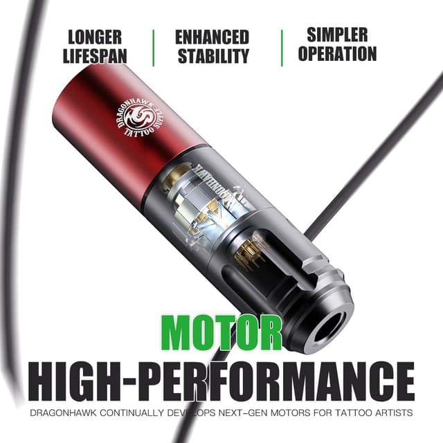 Detalle de Dragonhawk A Line A1 – kit complet de machine à tatouer stylo rotative sans fil