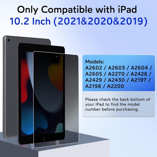 Detalle de MOBDIK 1 pièce écran anti-espion pour iPad 9e/8e/7e (10,2 pouces) – verre trempé 9H, EZ Kit