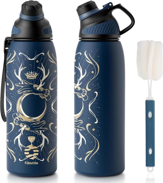 Detalle de Fjbottle Sport-Trinkflasche aus Edelstahl (1000 ml) mit magnetischem Deckel – auslaufsicher & BPA-frei