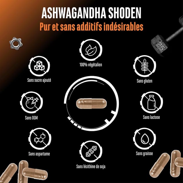 Detalle de Ashwagandha Shoden® 35% de glycosides de withanolides – Extrait breveté en gélules (60 gélules)