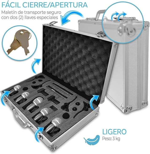 Detalle 2 de Pyle kit micrófonos para batería 7 piezas