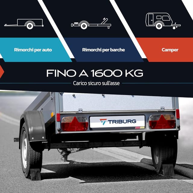 Detalle de Cunei per ruote TRIBURG con supporto (set da 2) per rimorchi, caravan e camper fino a 1600 kg