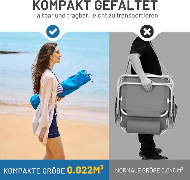 Detalle 2 de TIMBER RIDGE Strandstuhl klappbar & leicht mit Netzrücken und Getränkhalter (bis 150 kg belastbar)