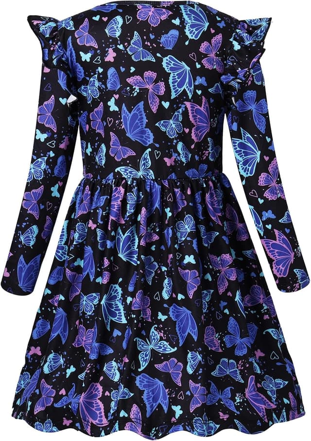 Detalle 2 de VASCHY robe de fille en coton imprimé licorne à manches longues courtes (3 à 10 ans)