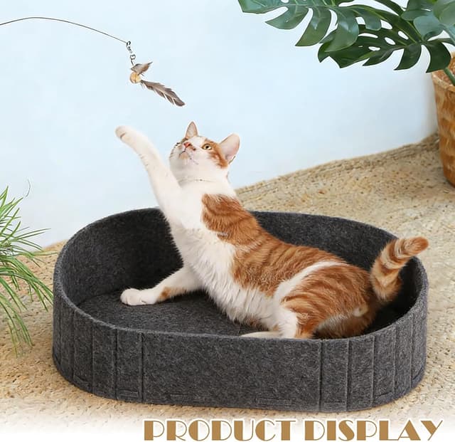 Thumbnail 6 de LUPATDY Katzenbett aus Filz – großer Katzenkorb Indoor 61 x 33,5 cm in Grau