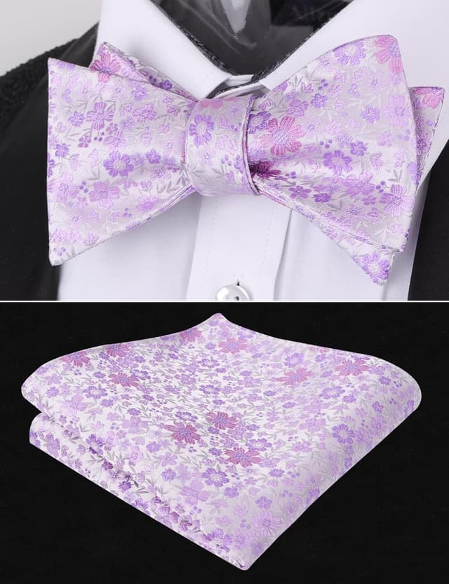 Detalle 2 de Mens floral bow tie set 24x24cm pocket square