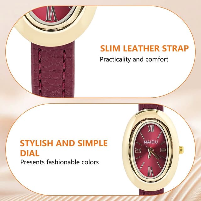 Detalle de APXEL Montre pour Femme ovale analogique quartz avec bracelet en simili cuir