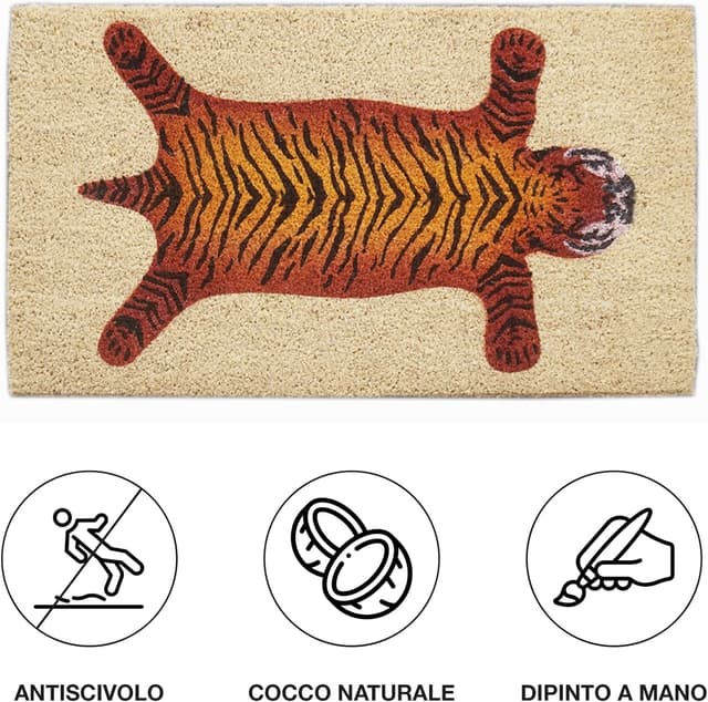 Detalle 2 de Baroni Home zerbino da ingresso in cocco con base in PVC dipinto a mano 70x40 cm