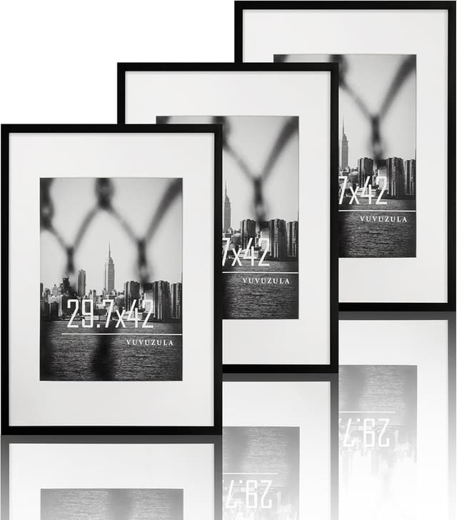 Thumbnail 6 de VUVUZULA Bilderrahmen 50x70 cm Schwarz im 3er-Set mit Passepartout – Posterrahmen aus Kunststoff